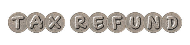 istock TAX REFUND – Coins on white background 921086372