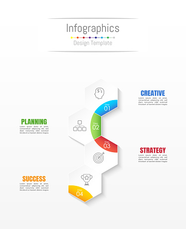 Infographic design elements for your business data with 4 options, parts, steps, timelines or processes. Vector Illustration.