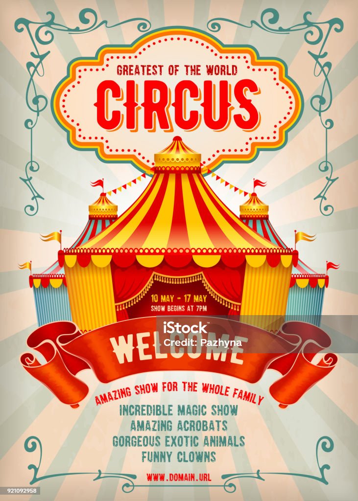 Circus cartel de publicidad - arte vectorial de Circo libre de derechos