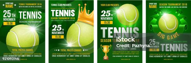 Tennis Poster Set Stock Illustration - Download Image Now - Tennis, Poster, Backgrounds