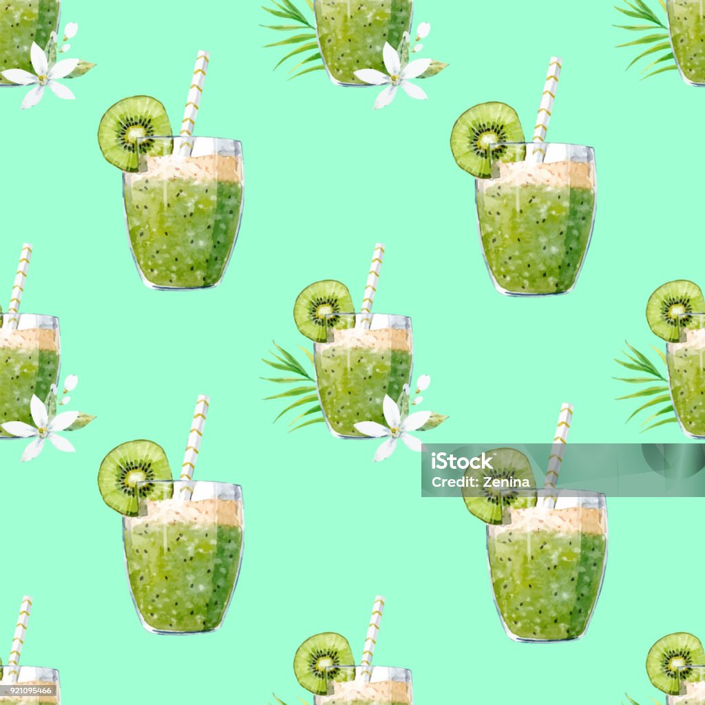 Smoothis Pattern Watercolor Smoothie Vector Pattern Stock Illustration - Download Image ...