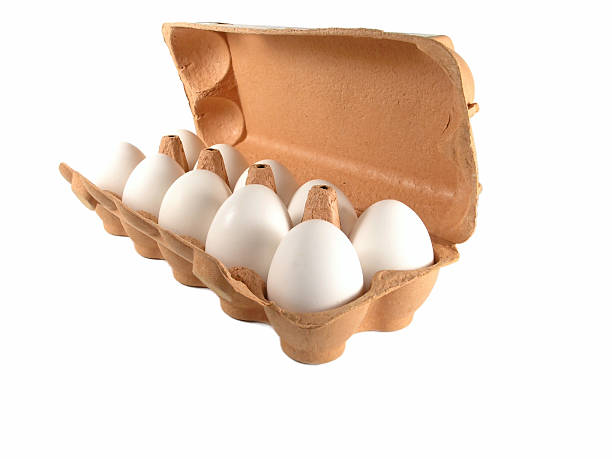 eggs in a box - cholesterol ellipse shell box stock-fotos und bilder