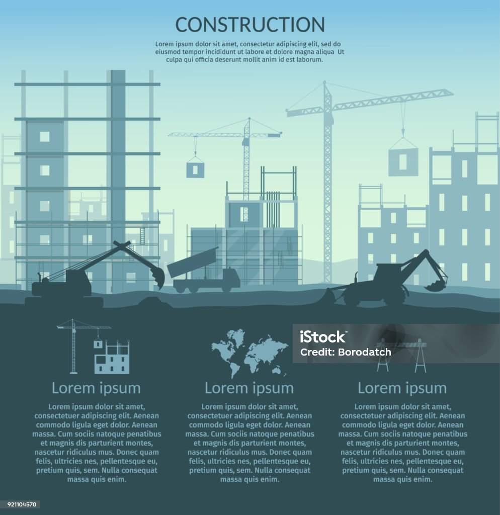 건축 요소 infographic의 큰 세트 - 로열티 프리 건설 산업 벡터 아트