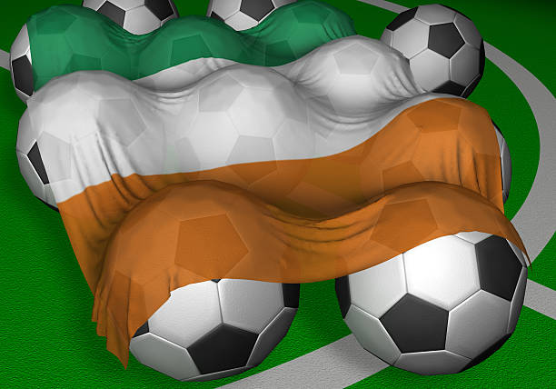 istock 3D-rendering Ivory Coast flag and soccer-balls 92110763