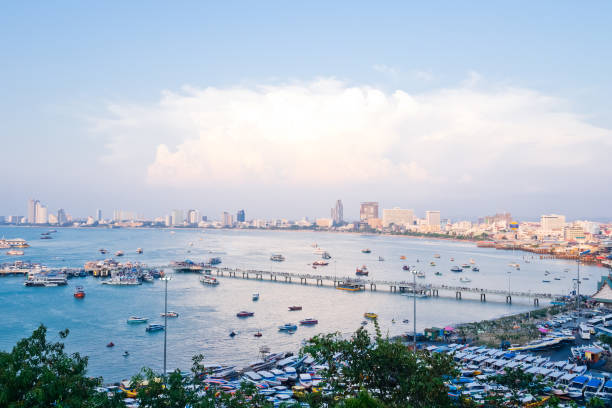 istock Pattaya Harbor and city view in the sunset. 921109092