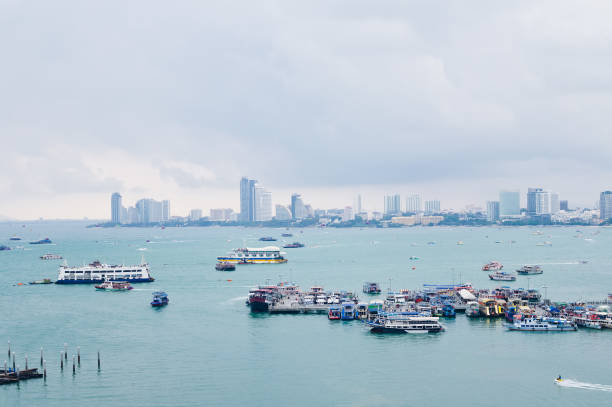 istock Pattaya Harbor and city view in the sunset. 921109132