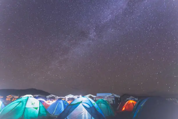 Photo of Tent groups under the starry sky