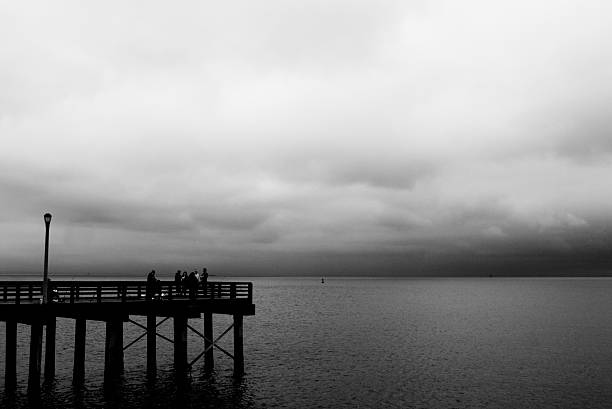 Fishing Pier off Coney Island stock photo