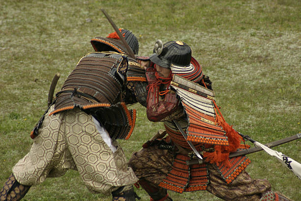 Samurai fight stock photo