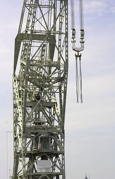 Old crane in Hamburg stock photo