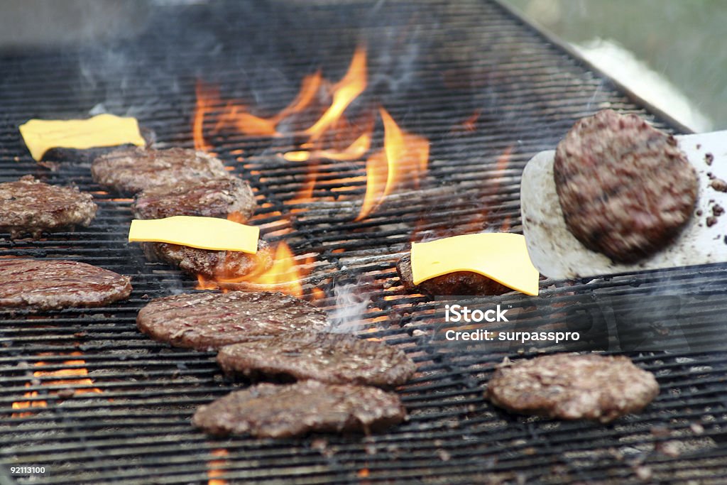 Burgers on the Grill  Back Stock Photo