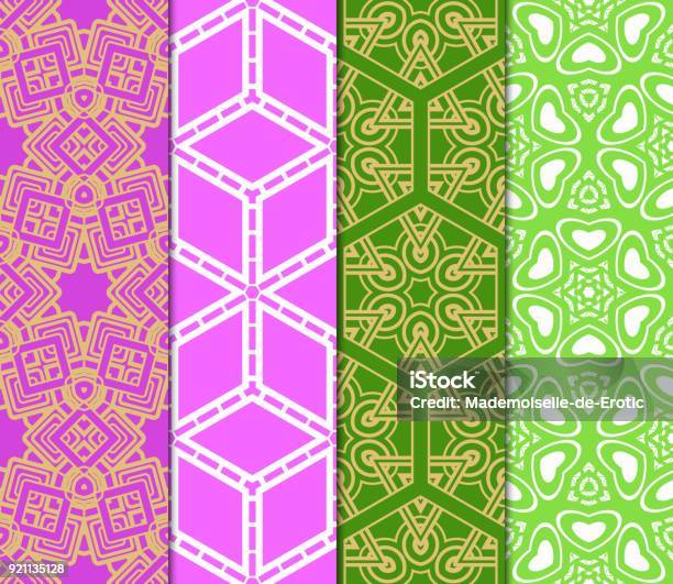 Pattern Line Mono Vector Seamless Patterns Set In Trendy Mono Line Style Geometric ...