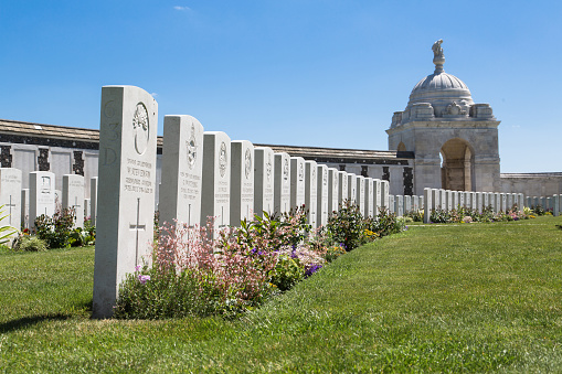 PASSENDALE, BELGIUM - JUN 6, 2015: Tyne Cot World War One Cemetery the largest British War cemetery in the world in Passendale Belgium on Jun 6, 2015.