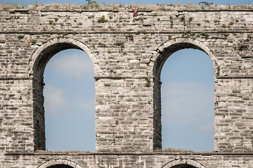 The ancient Roman water aqueduct in Istanbul Turkey