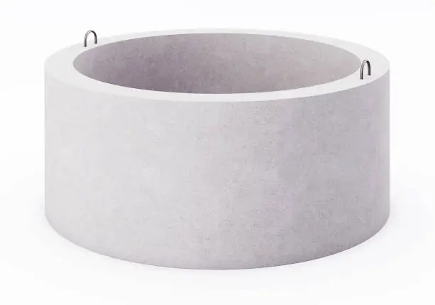 Concrete ring for well on white background. 3D rendering