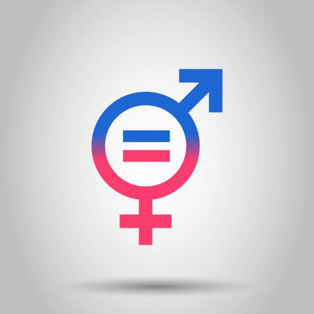 성별 평등 아이콘입니다. 격리 된 배경 벡터 일러스트입니다. 비즈니스 개념 남자와 여자 그림 - 성별 기호 stock illustrations