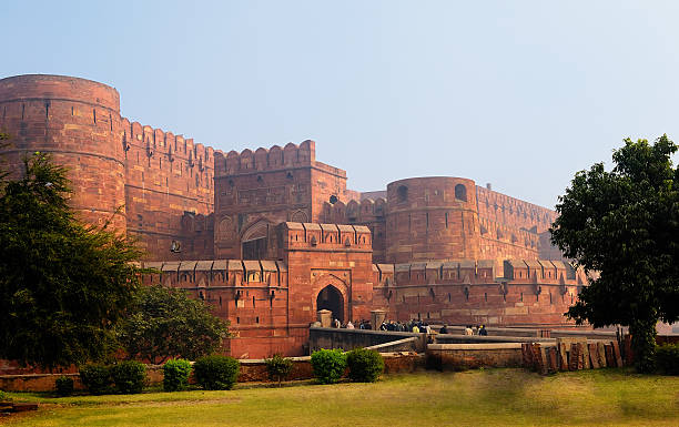 Red Fort in Agra, India Agra's ancient Red Fort is approximately 2.5 kilometer's from the famous Taj Mahel. agra stock pictures, royalty-free photos & images