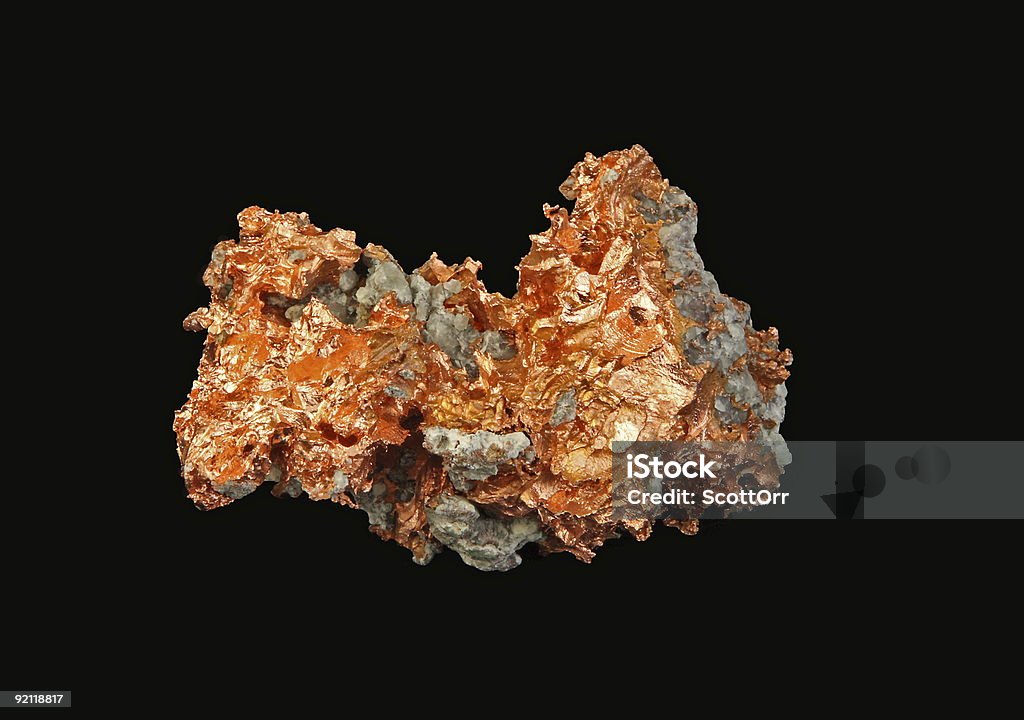 Native Copper -Bei schwarzem Hintergrund - Lizenzfrei Kupfer Stock-Foto