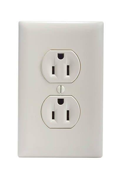 AC outlet on white background stock photo