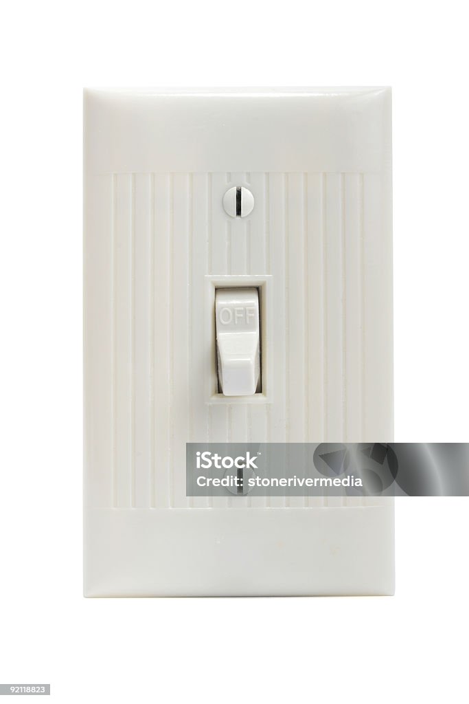 Light switch off on white background  Alternating Current Stock Photo