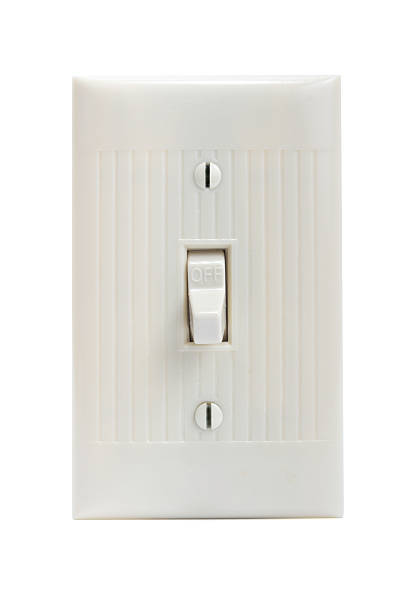 Light switch off on white background stock photo