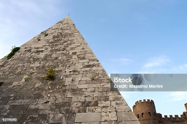 Inquadratura Dal Basso Della Piramide Cestia Mattoni Texture - Fotografie stock e altre immagini di Architettura