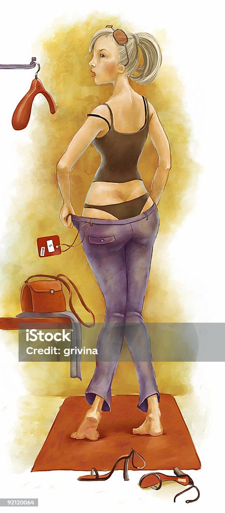 Sich die fat girl in der Passform – Zimmer - Lizenzfrei Anstrengung Stock-Illustration