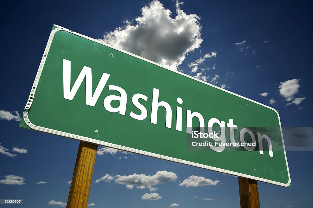 Washington-Straßenschild - Lizenzfrei Bundesstaat Washington Stock-Foto