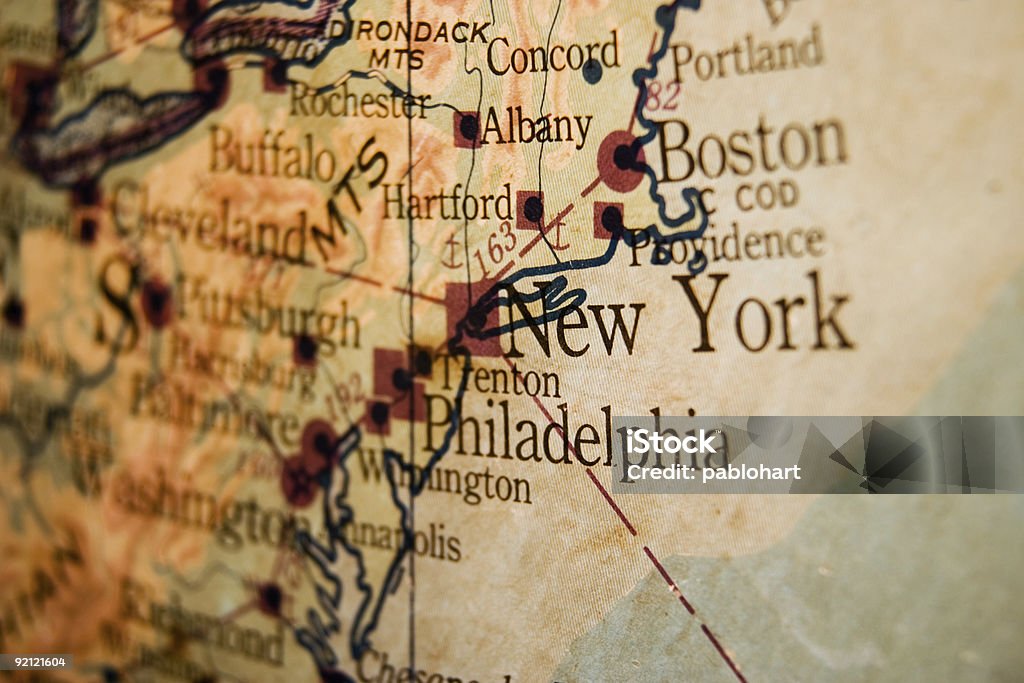 O mapa de Nova York - Foto de stock de Antigo royalty-free