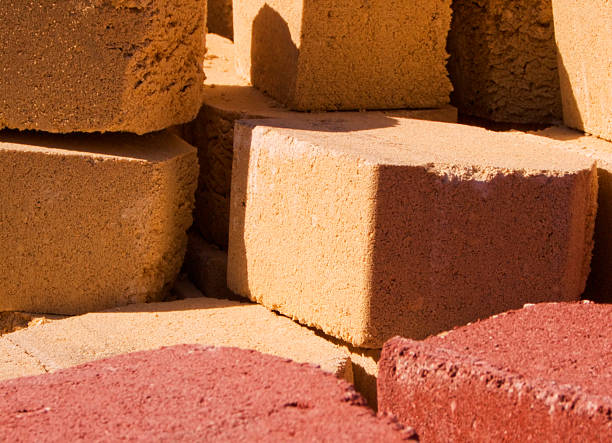 Multicolored Landscaping Blocks stock photo