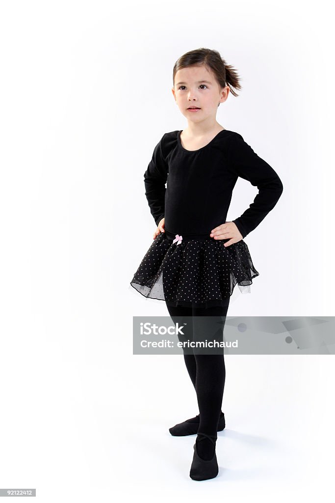 Giovane ballerina su sfondo bianco - Foto stock royalty-free di 6-7 anni