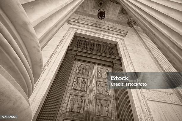 Supreme Court Building Entrance Stock Photo - Download Image Now - Courthouse, Door, Architectural Column