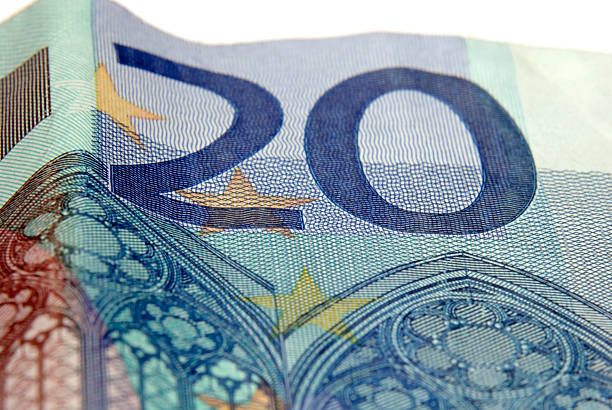 Used 20 euro bank note stock photo