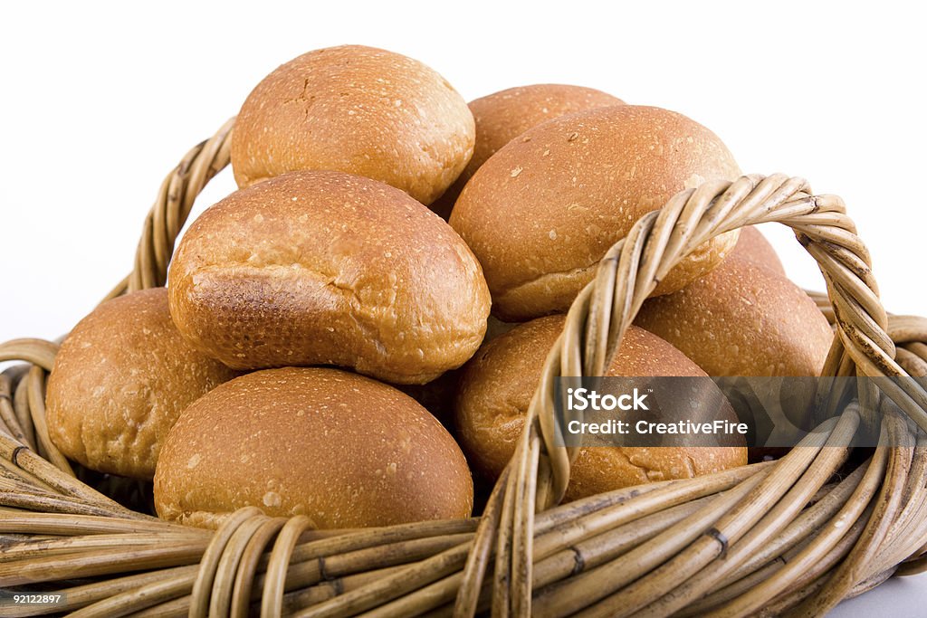 Fresh Baked Breadrolls In Basket  Baked Stock Photo