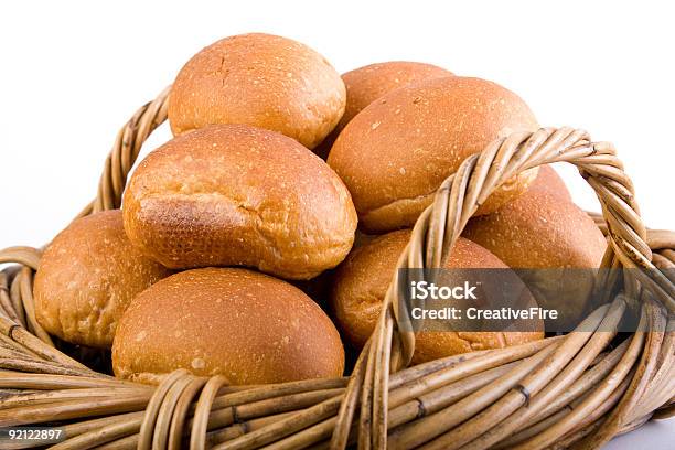 Fresh Baked Breadrolls In Basket Stock Photo - Download Image Now - Baked, Basket, Bread