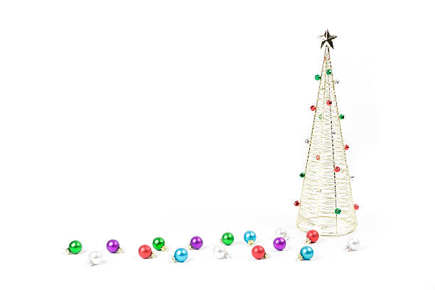 Christmas tree with small ornaments background stock photo