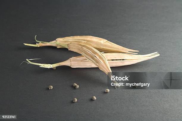 Dried Okra Pods With Seeds Stock Photo - Download Image Now - Black Background, Color Image, Cut Out