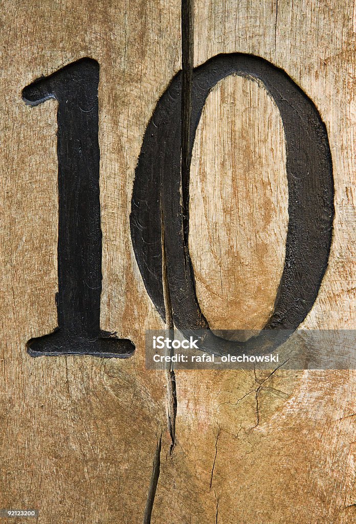 Number ten on cracked board  Number Stock Photo