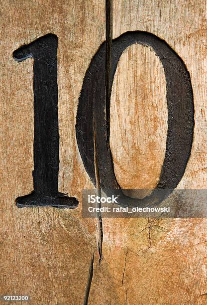 Number Ten On Cracked Board Stock Photo - Download Image Now - Number, Paint, Black Color