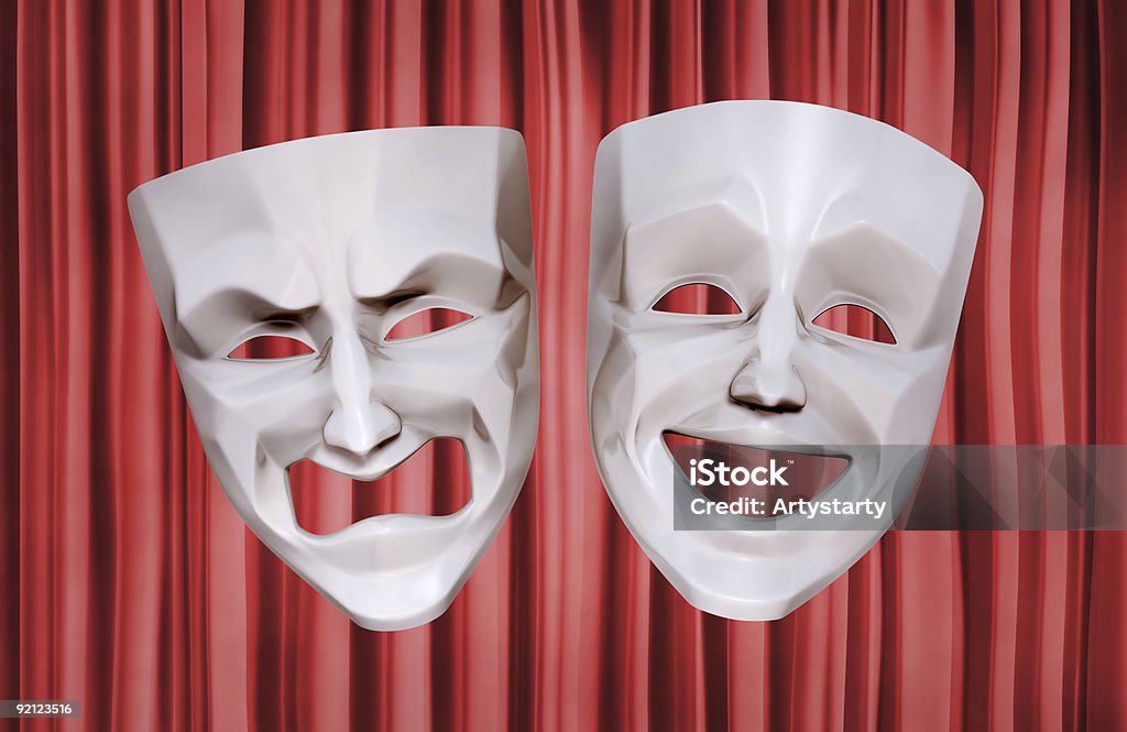 Máscaras tragicómico teatro - Foto de stock de Alegria royalty-free