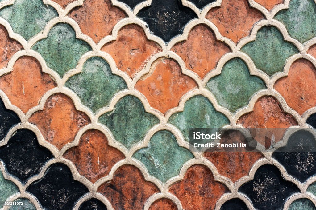 Vintage floral oriental ornament of ceramic tiles Architecture Stock Photo