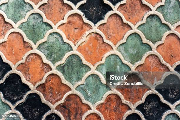 Vintage Floral Oriental Ornament Of Ceramic Tiles Stock Photo - Download Image Now - Architecture, Backgrounds, Abstract