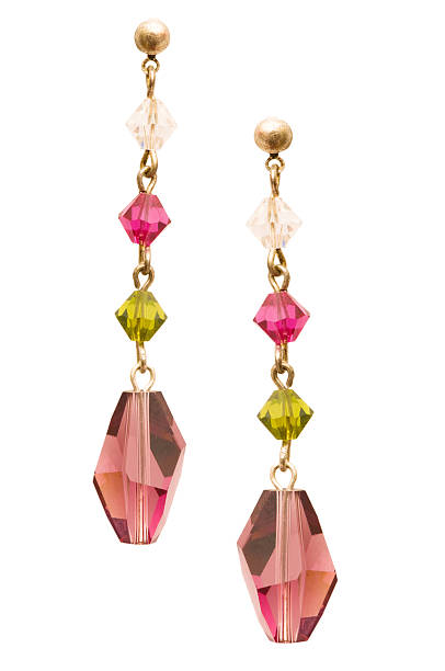 istock Pair of earrings isolated on the white background 92124505