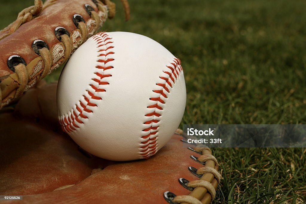 Baseball and glove  Baseball - Ball Stock Photo