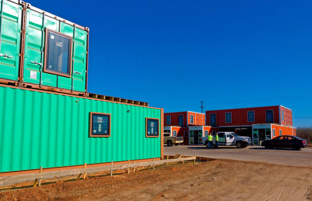 Repurposed shipping container stock photo