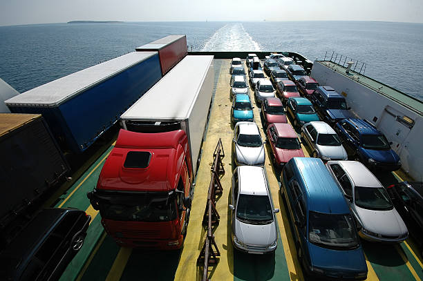 istock Sailing cars on a cargo ship for use 92126129
