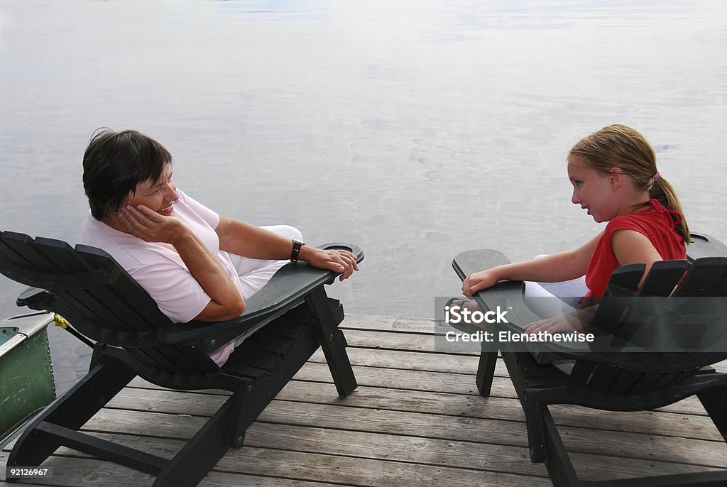 Family on dock  Grandmother Stock Photo