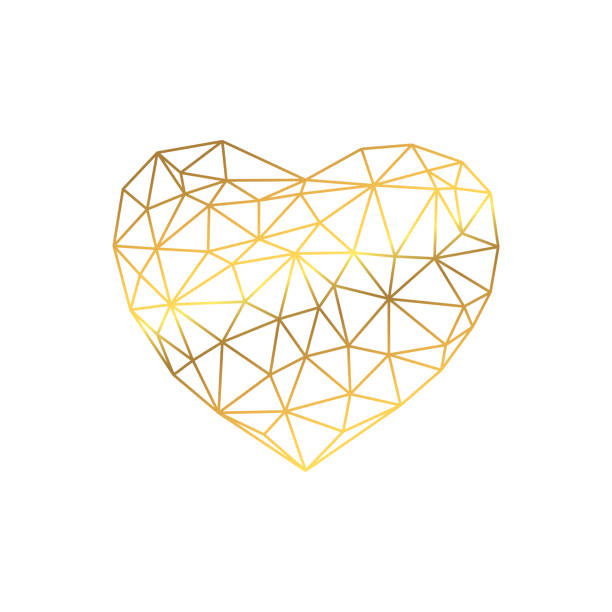 istock Polygonal golden heart on white background. Isolated vector Illustration. Love symbol in low poly style 921270330