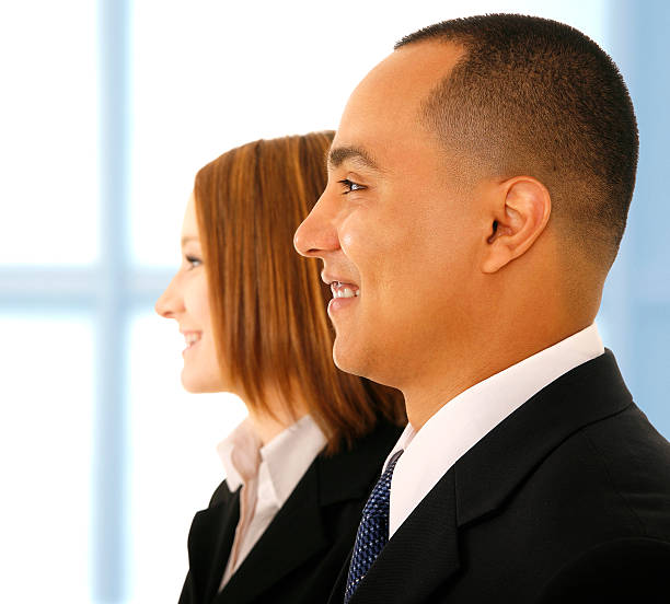 istock Business Man And Woman Smiling 92127038