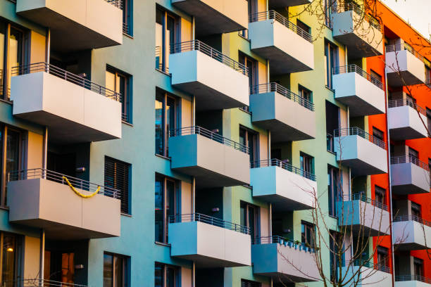 istock colorful apartment building with block formed balcony 921273992